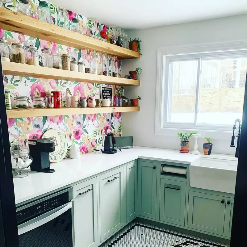 20 Beautiful Kitchen Accent Wall Ideas to Transform Your Space 12 Brighten Up Your Kitchen With Cheerful Florals