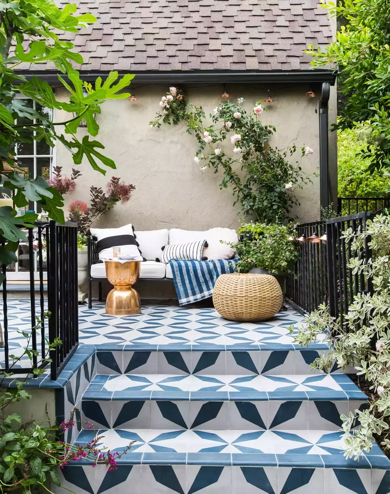 15 Sloped Backyard Solutions to Maximize Your Outdoor Space 15 Bring In Colorful Patterns