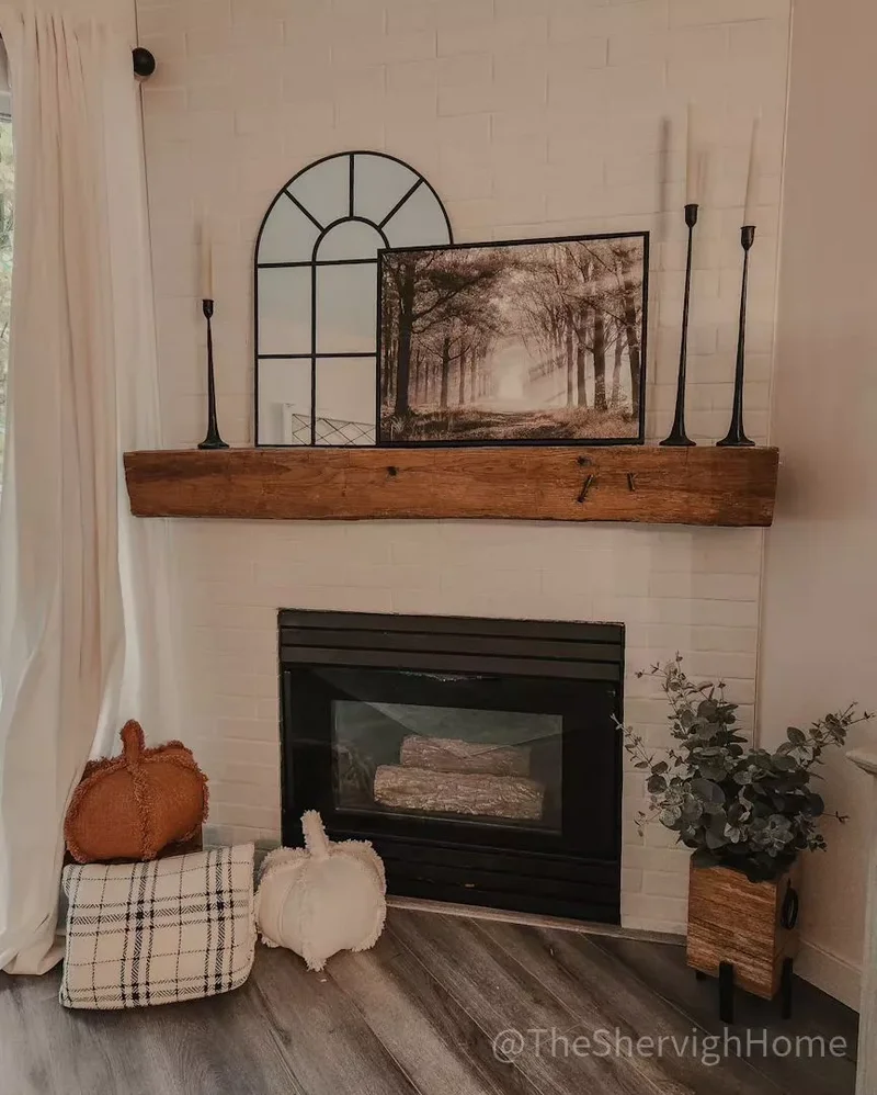 34 Cozy Farmhouse Fireplace Designs to Transform Your Room 14 Bring Out the Candle Sticks