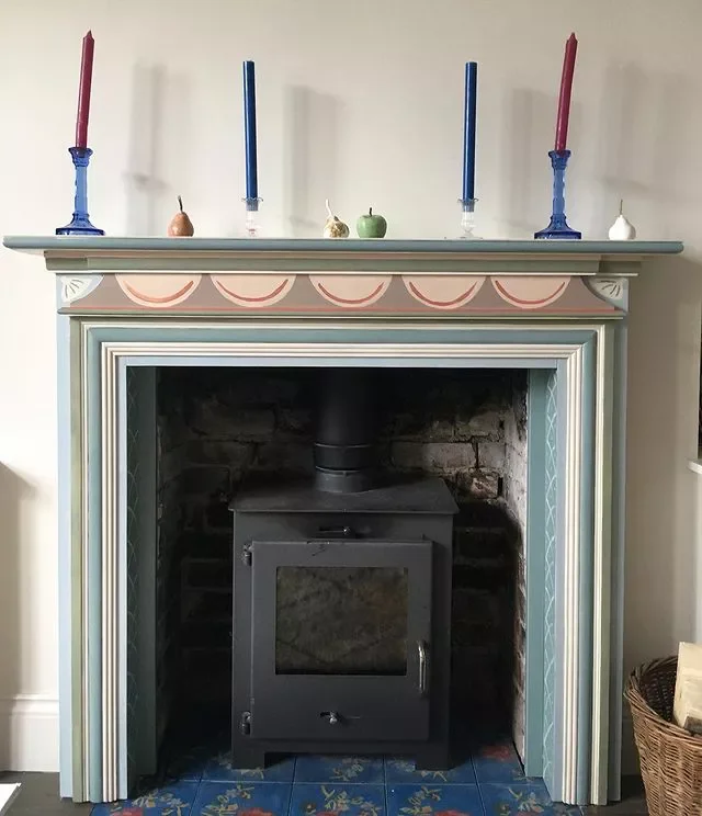 36 Beautiful Painted Fireplace Ideas for Your Home 21 Bring in Bits of Pattern