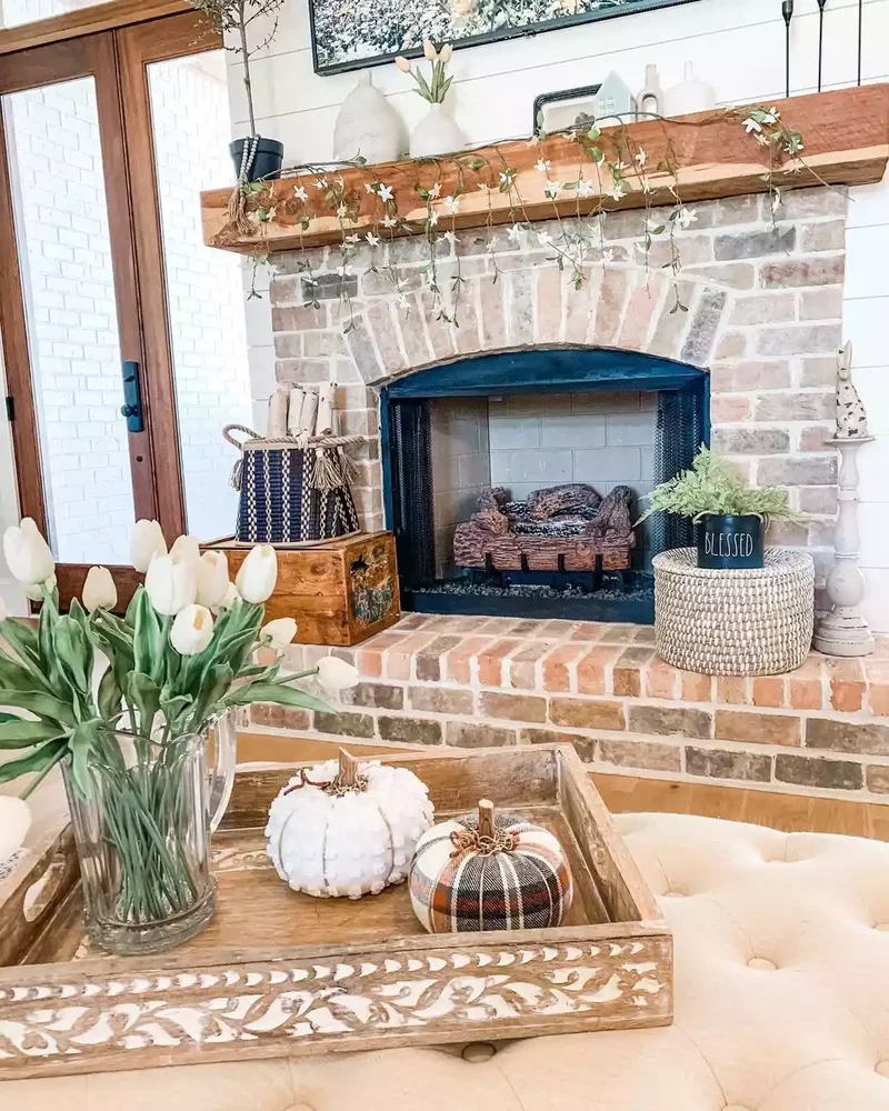 34 Cozy Farmhouse Fireplace Designs to Transform Your Room 8 Bring on the Vines