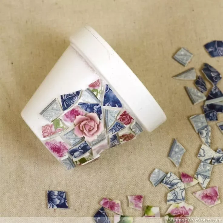 Broken China Mosaic Flower Pots