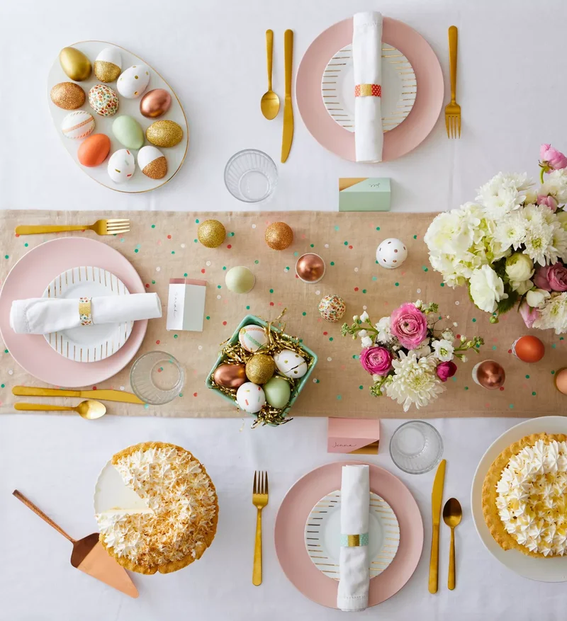 42 Easter Centerpiece Ideas and Table Decor for Spring 2 Burlap Easter Table Runner