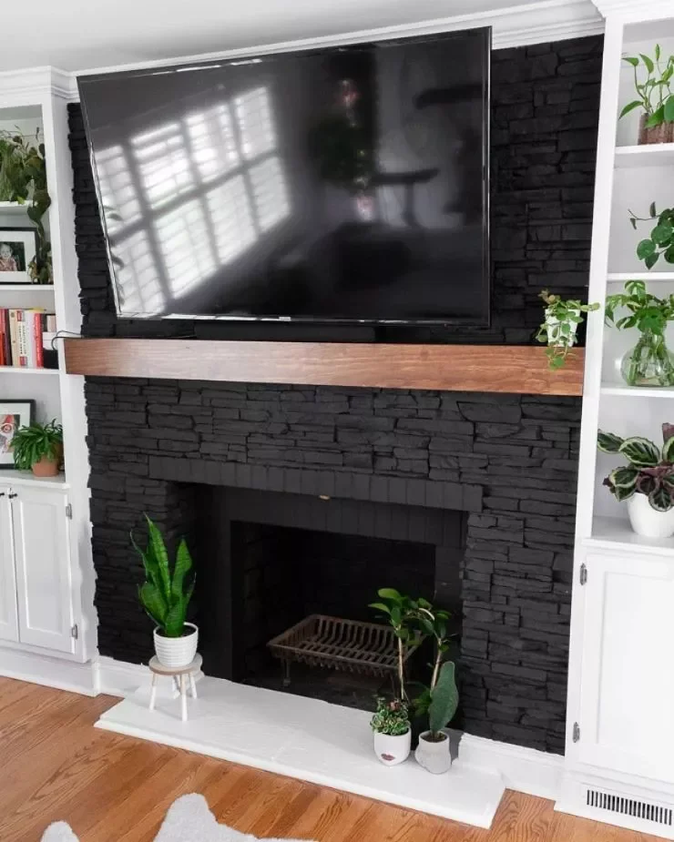 36 Beautiful Painted Fireplace Ideas for Your Home 10 Camouflage a TV With Black Paint