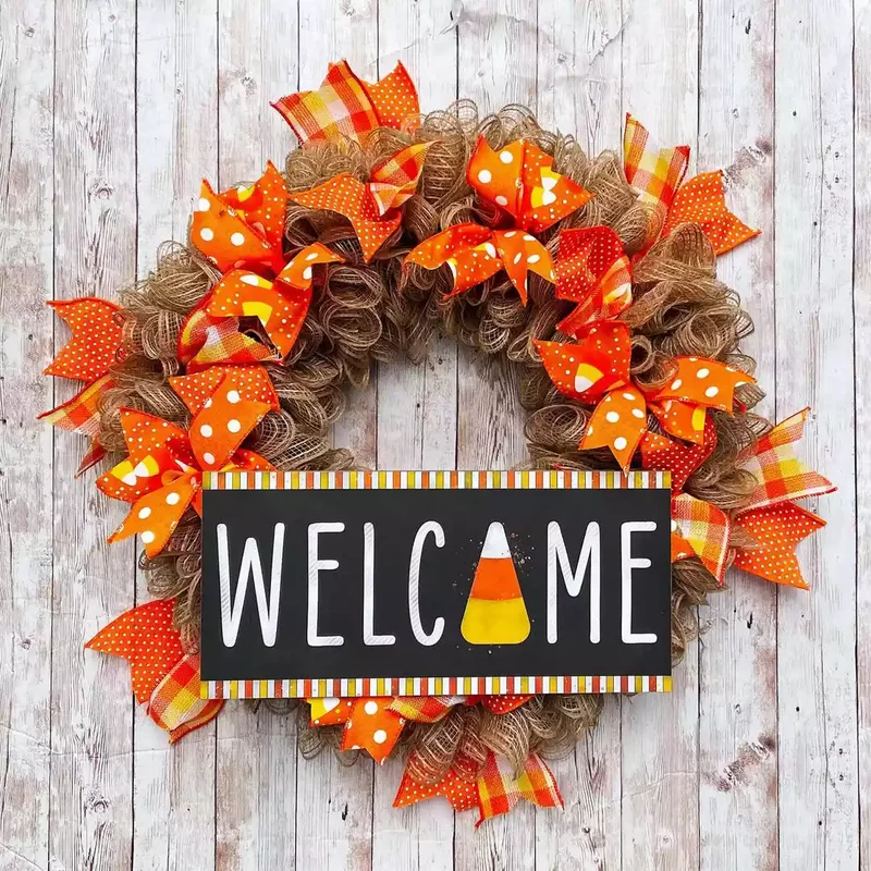 45 Halloween Wreath Ideas to Craft Before October Arrives 18 Candycorn Halloween Wreath