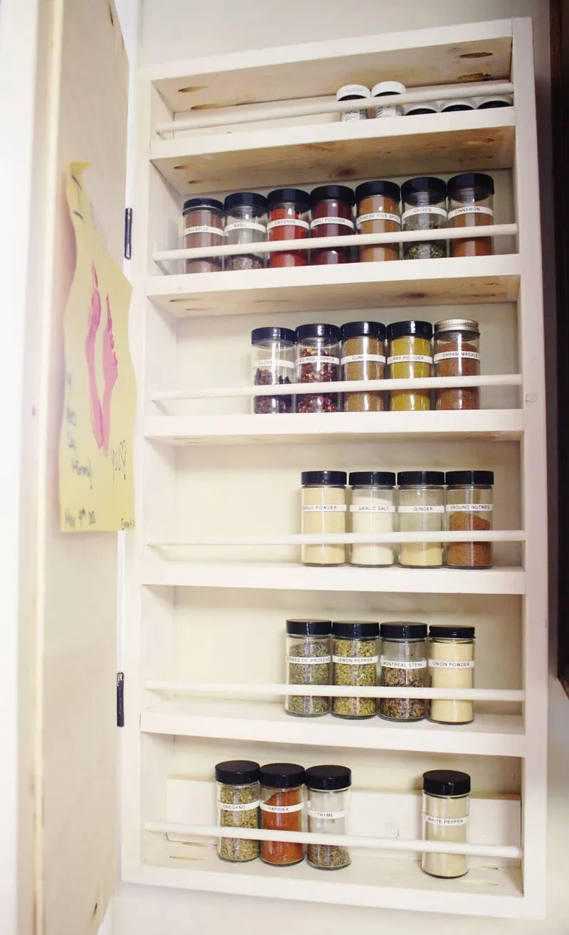 20 DIY Spice Rack Solutions to Eliminate Kitchen Clutter 16 Chalkboard Paneled Spice Rack