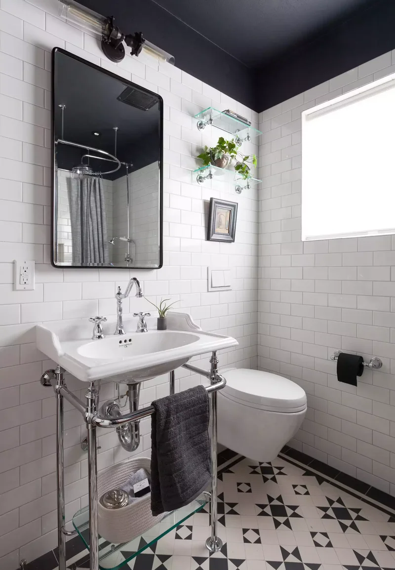 43 Beautiful Powder Room Ideas to Transform Your Half Bath 38 Choose Bold Tile Flooring