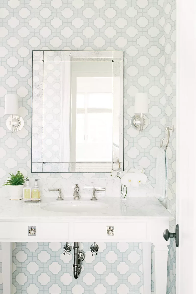 43 Beautiful Powder Room Ideas to Transform Your Half Bath 14 Choose Cool Tones