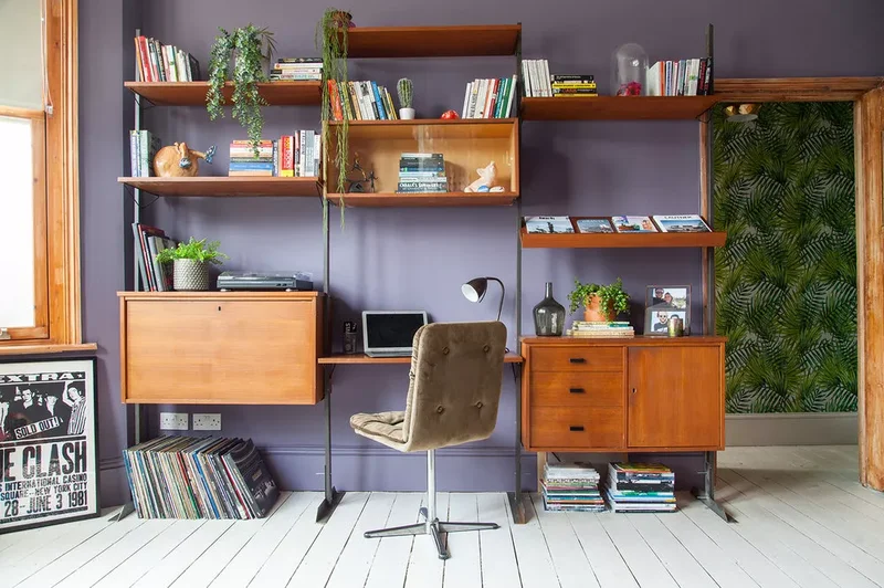 21 Clever Ideas for Adding a Desk to Your Living Room 3 Choose a Midcentury Wall Desk