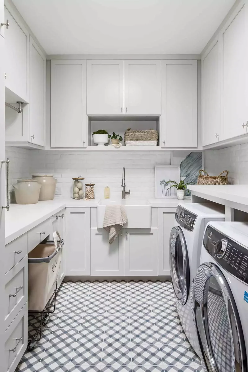 53 Stylish Small Laundry Room Ideas That Work Beautifully 21 Choose an All-White Palette