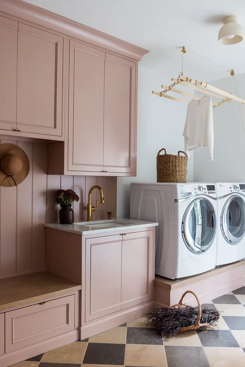 33 Modern Laundry Room Designs That Never Go Out of Style 14 Choose an Unexpected Color