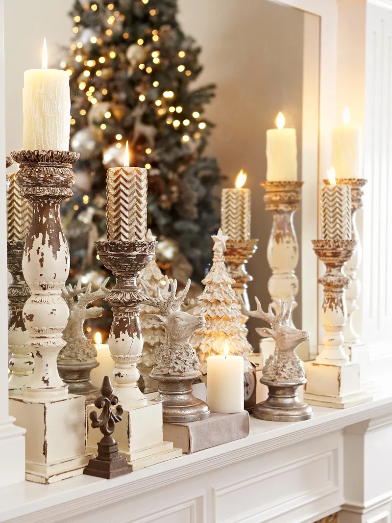 53 Stunning Christmas Mantel Decor Ideas for Your Home 3 Christmas Candle Mantel