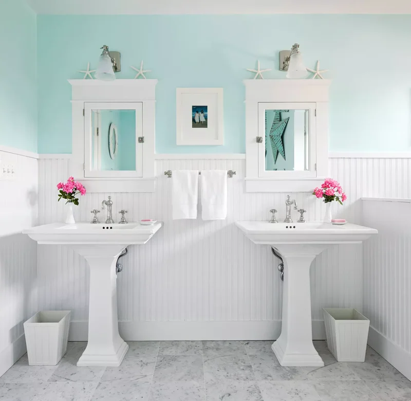 21 Beautiful Bathroom Backsplash Designs for Any Decor 18 Classic Beaded-Board Bathroom Backsplash