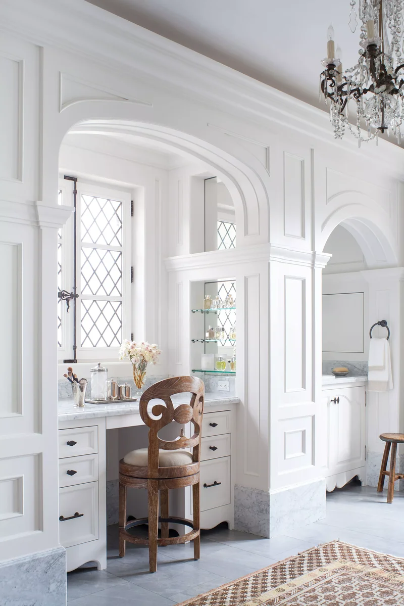 38 Classic Bathroom Design Ideas for Timeless Elegance 27 Classic Built-In Dressing Table