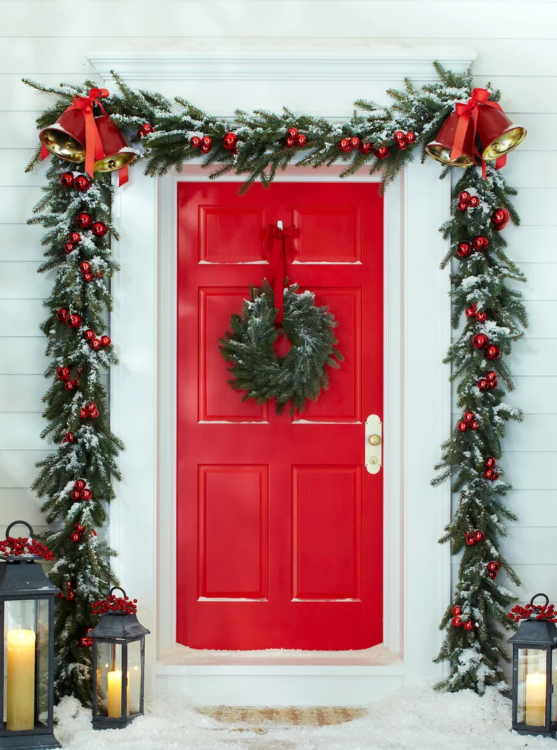 Classic Red and Green Front Porch