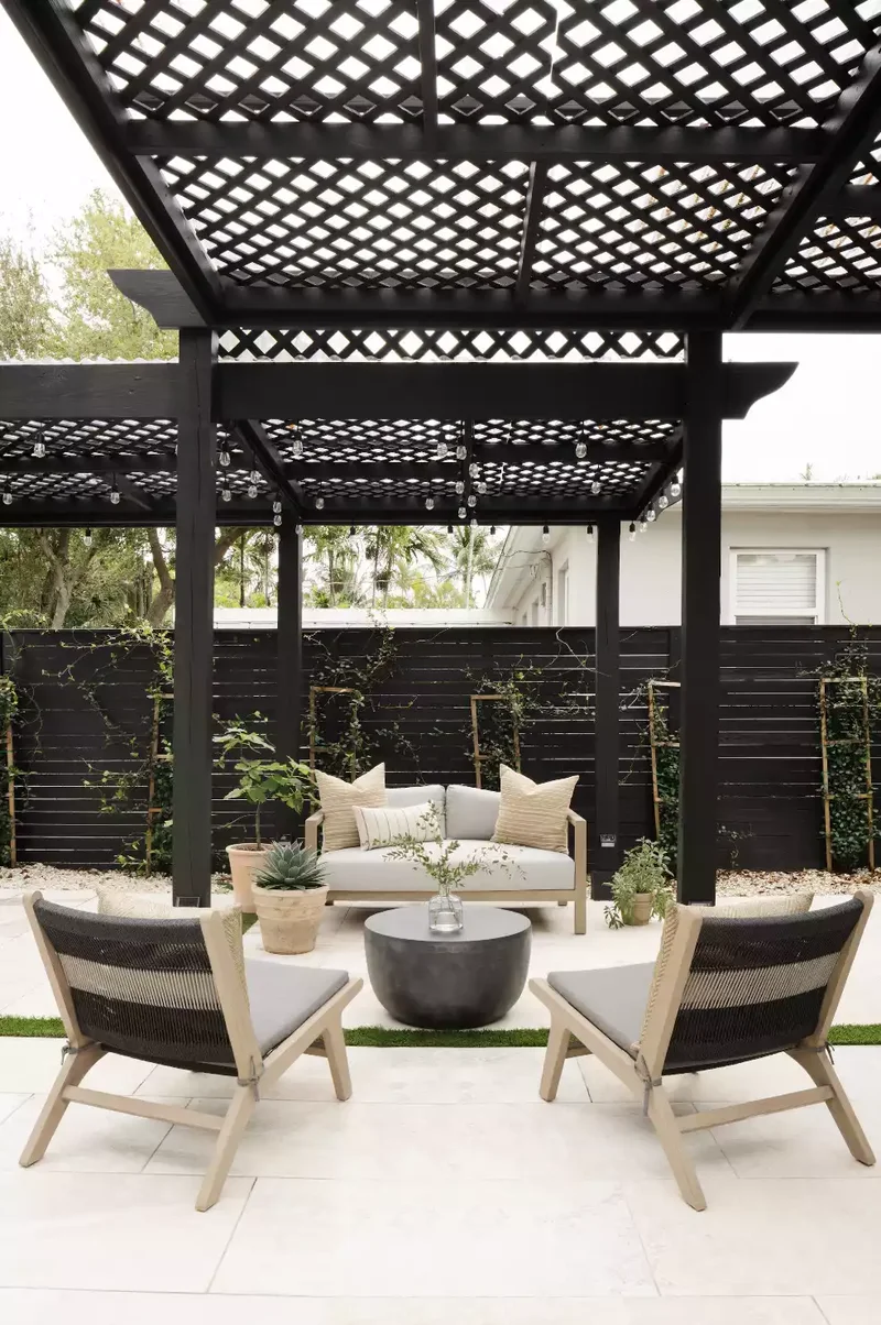 66 Beautiful Patio Landscaping Ideas for Your Outdoor Space 37 Climb Vines on Trellis Planters