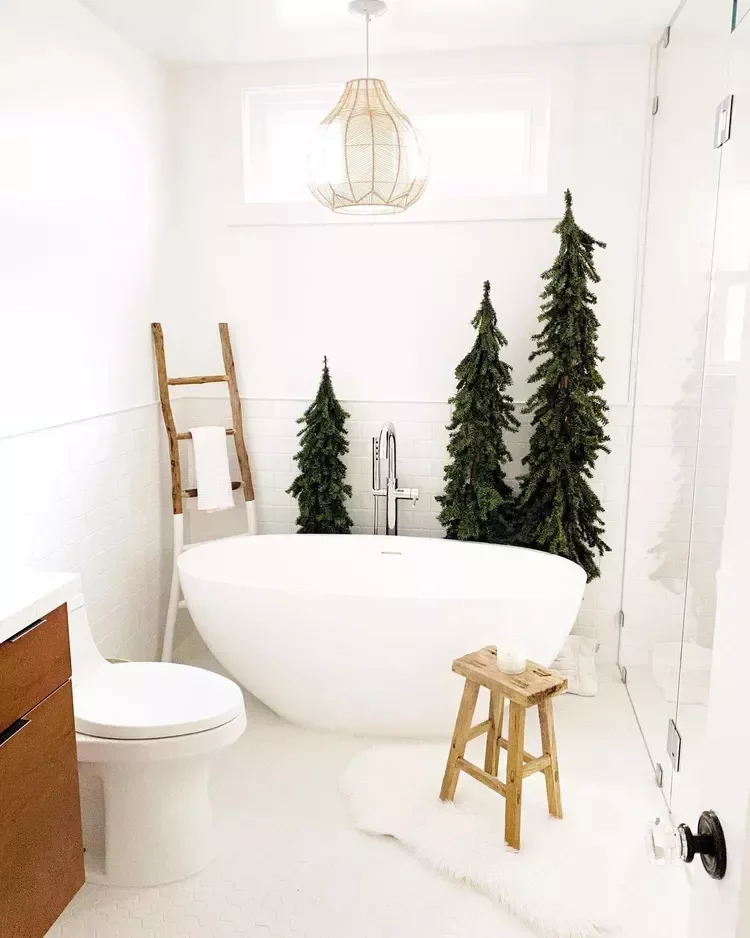 Decorating Your Bathroom for Christmas: 32 Festive Ideas 18 Cluter a Trio of Trees