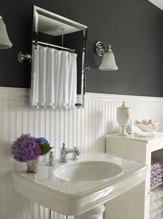 20 Beautiful Beadboard Bathroom Ideas for Every Style 7 Combine Black and White