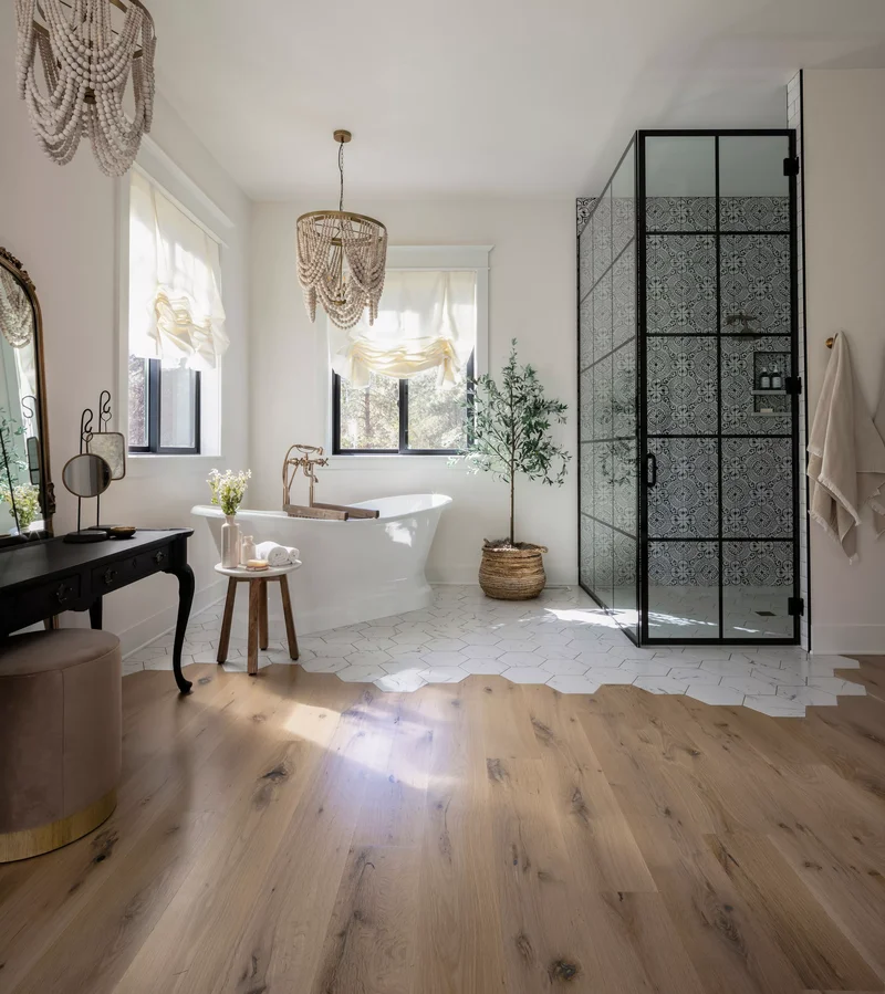 48 Contemporary Bathroom Ideas to Transform Your Space 13 Combine Vintage Glam with Modern Design
