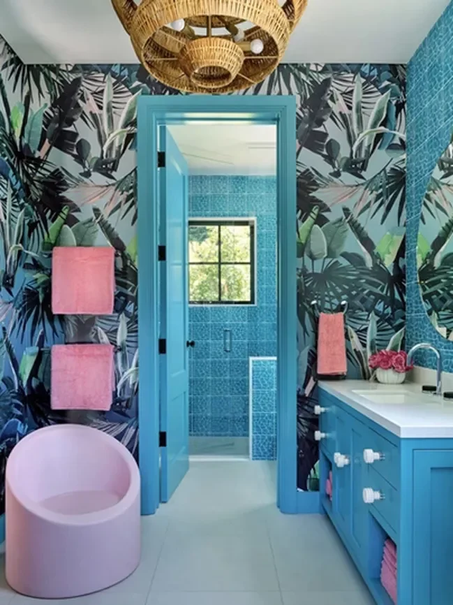 34 Beautiful Blue Bathroom Ideas for Any Style to Refresh 28 Complementary Pink Accents