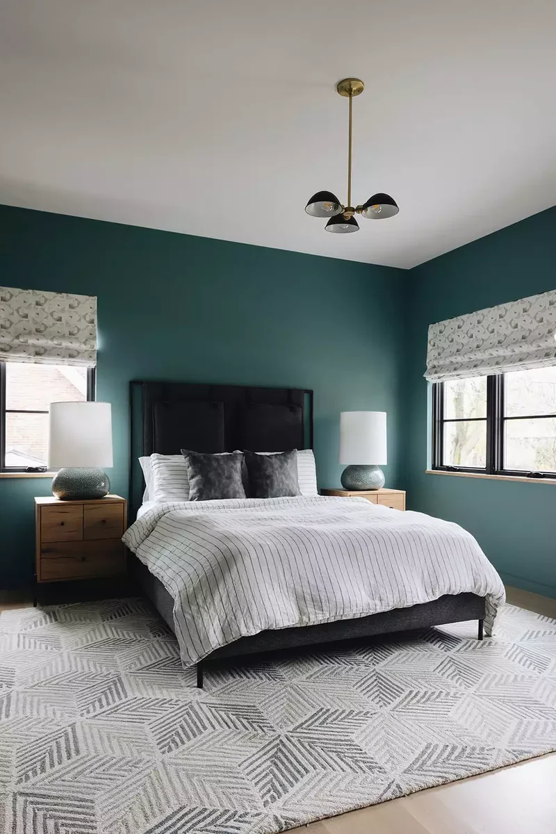 32 Dark Green Bedroom Designs to Inspire Your Next Makeover 23 Contrast With Pale Tones