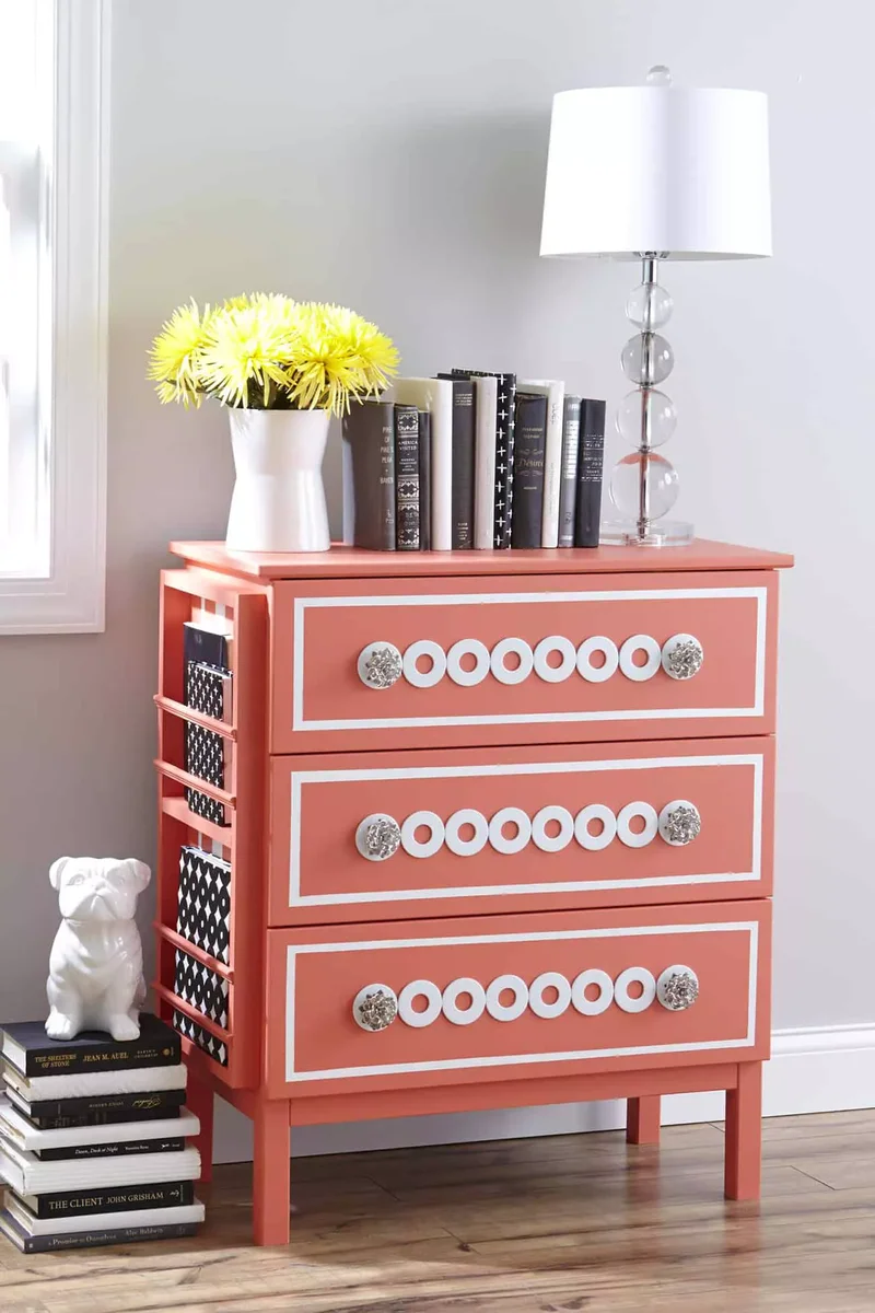 35 Painted Dresser Ideas to Add Style to Your Home 22 Coral and White Dresser