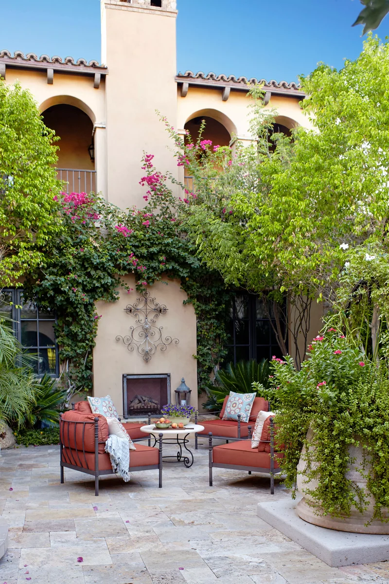 39 Outdoor Fireplace Designs for Your Cozy Retreat Space 2 Courtyard Fireplace