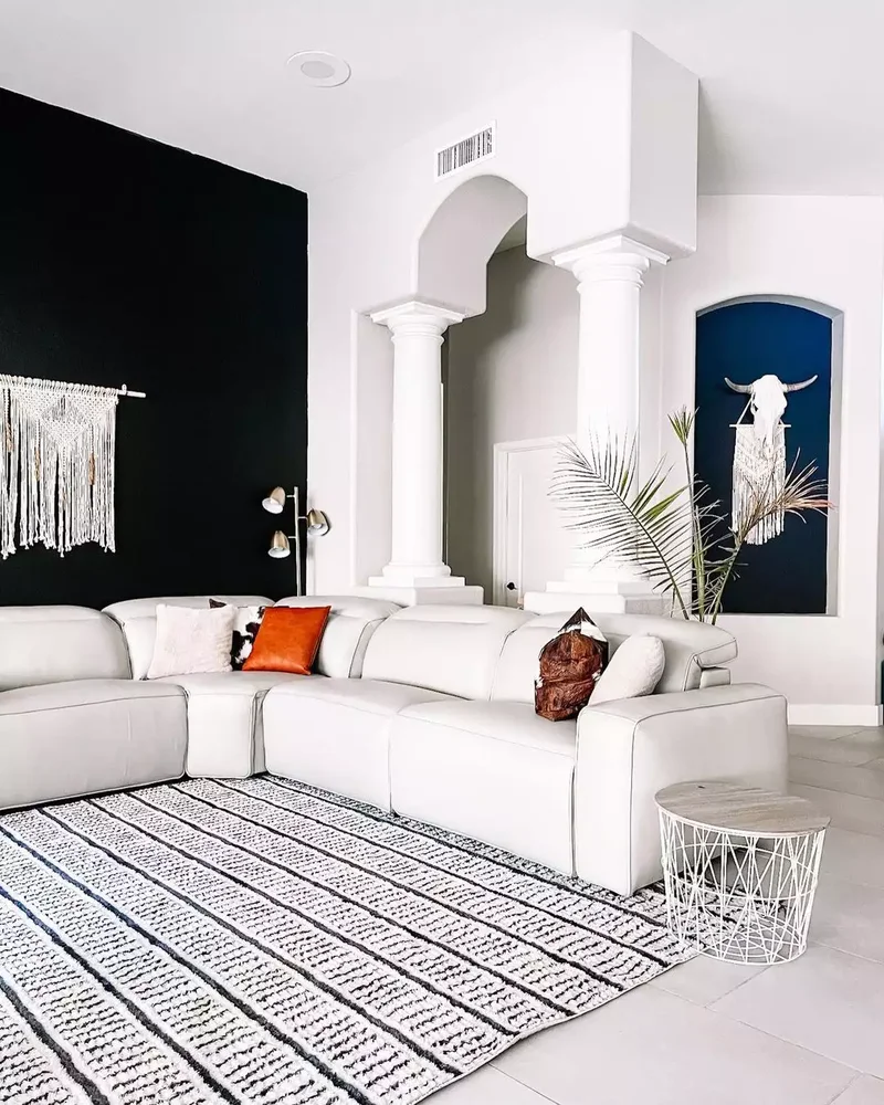 30 Black-and-White Living Room Ideas That Look Stunning 3 Create Contrast