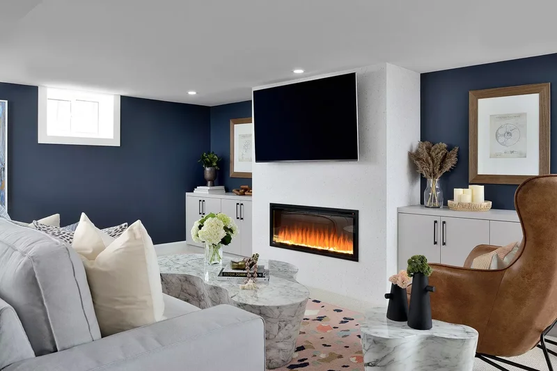 21 Electric Fireplace Ideas That'll Cozy Up Any Room 11 Create a Basement Lounge