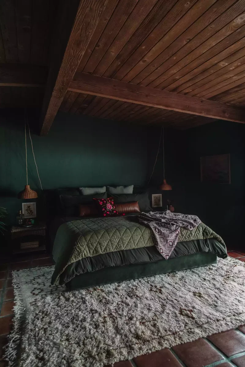 32 Dark Green Bedroom Designs to Inspire Your Next Makeover 16 Create a Tonal Look