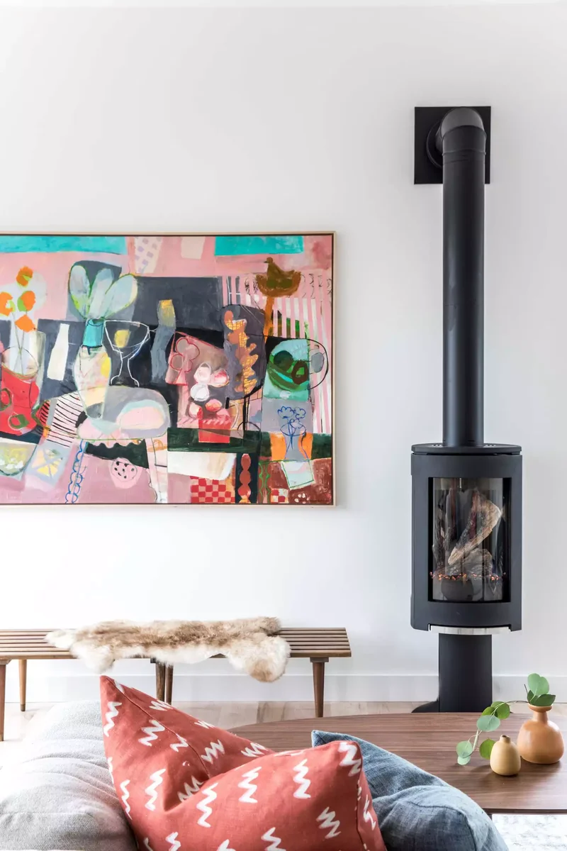 Cylindrical Black Fireplace