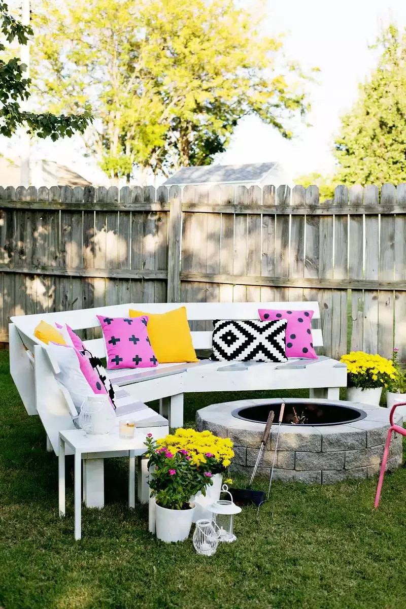 43 Budget-Friendly Backyard Makeover Ideas You'll Love 3 DIY a Fire Pit Bench