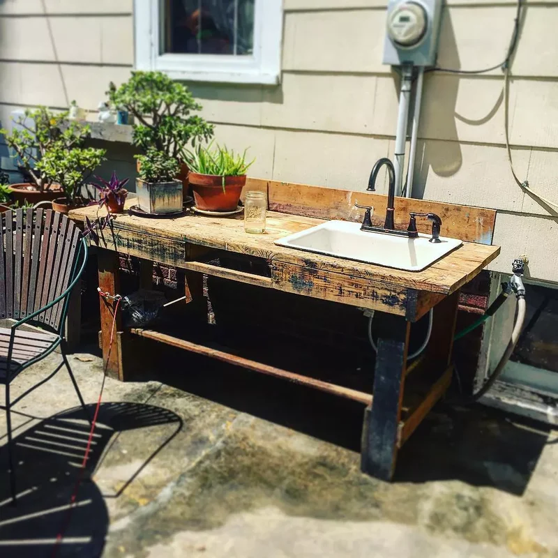 12 Outdoor Sink Ideas That Will Transform Your Backyard 10 DIY a Sink Using Salvaged Materials