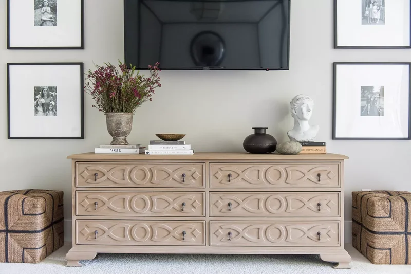 36 Beautiful Dresser Styling Ideas You Need to See Today 11 Decorate Around a TV