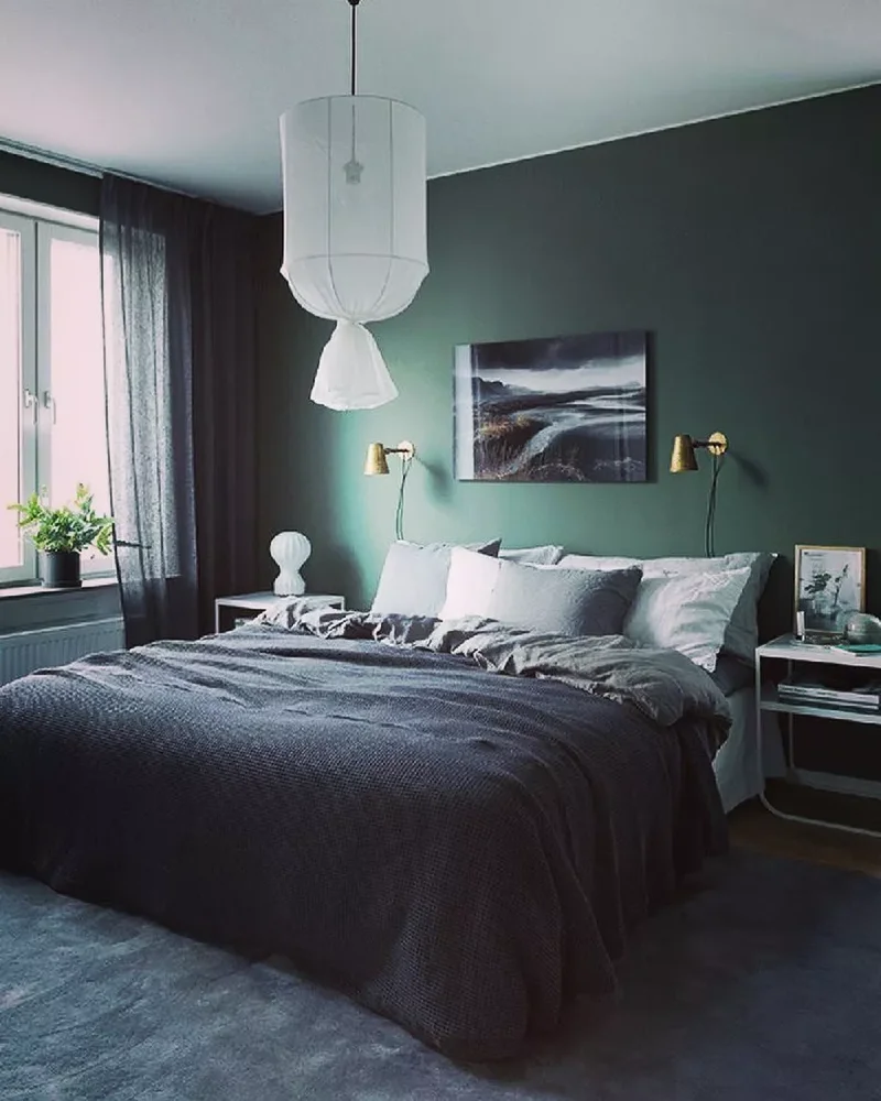 32 Dark Green Bedroom Designs to Inspire Your Next Makeover 29 Deepen With Black
