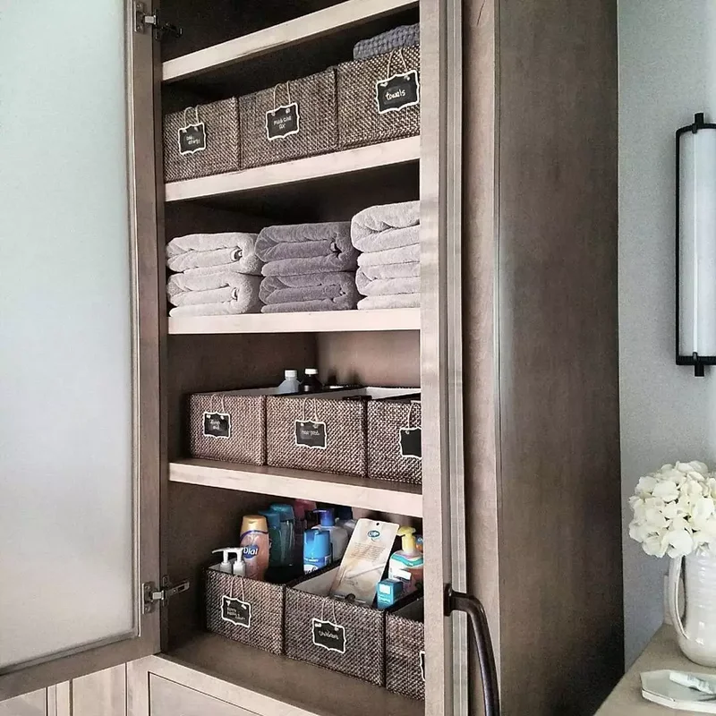 24 Smart Ways to Organize Your Bathroom Closet Beautifully 9 Divide Into Categories