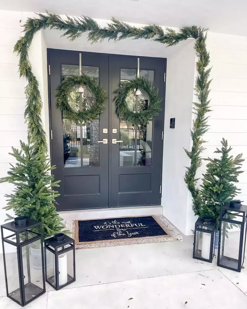 Christmas Door Decorating Ideas: 30 Designer Looks to Try 9 Double Door Wreaths