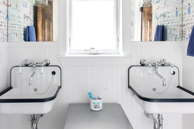 102 Beautiful Bathroom Design Ideas You'll Love to Recreate 38 Double Wall-Mounted Sinks