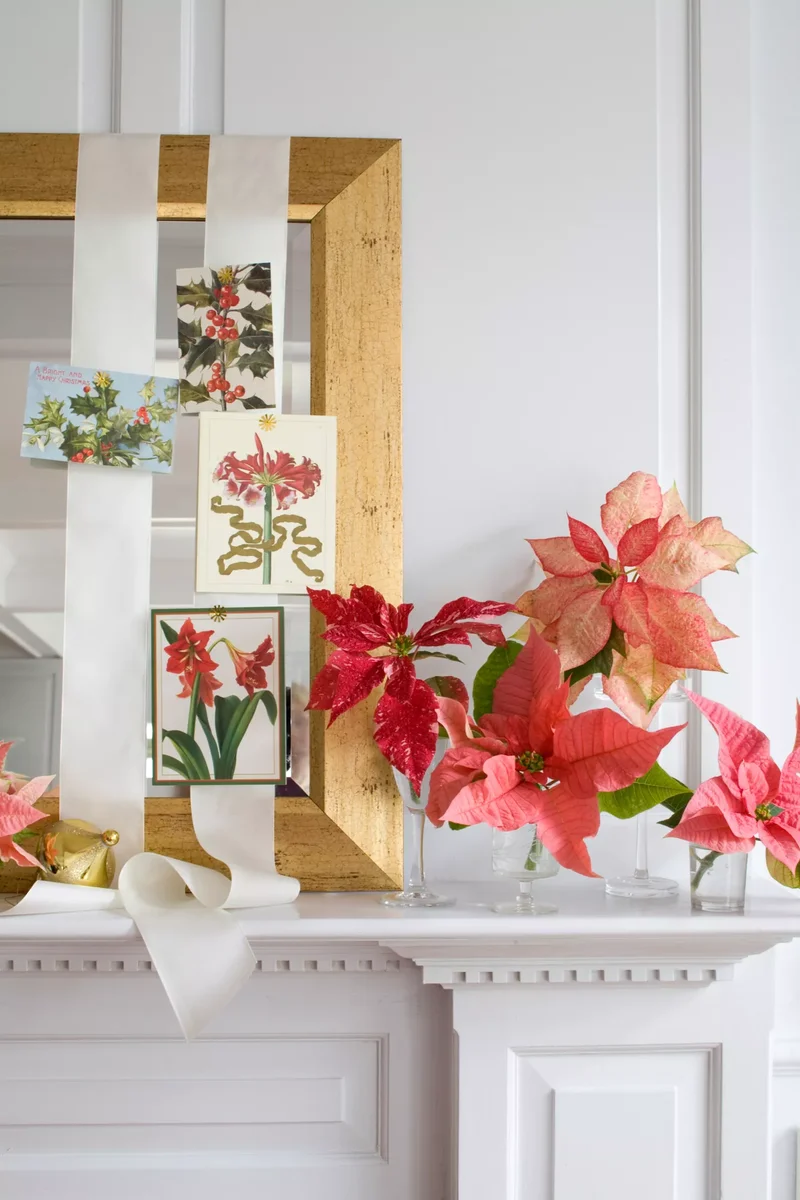 30 Creative DIY Christmas Card Display Ideas for Your Home 12 Draped Ribbon Display