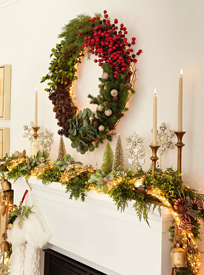 53 Stunning Christmas Mantel Decor Ideas for Your Home 45 Dressed Up in Lights