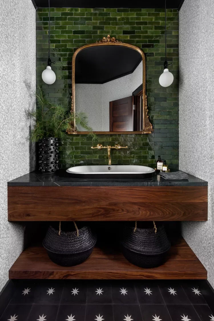 43 Beautiful Powder Room Ideas to Transform Your Half Bath 33 Embrace Darker Finishes