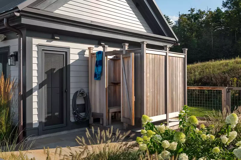 34 Beautiful Outdoor Shower Ideas for Backyards & Beach 29 Enclosed Outdoor Shower