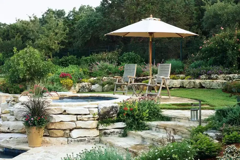 English Garden Hot Tub Deck