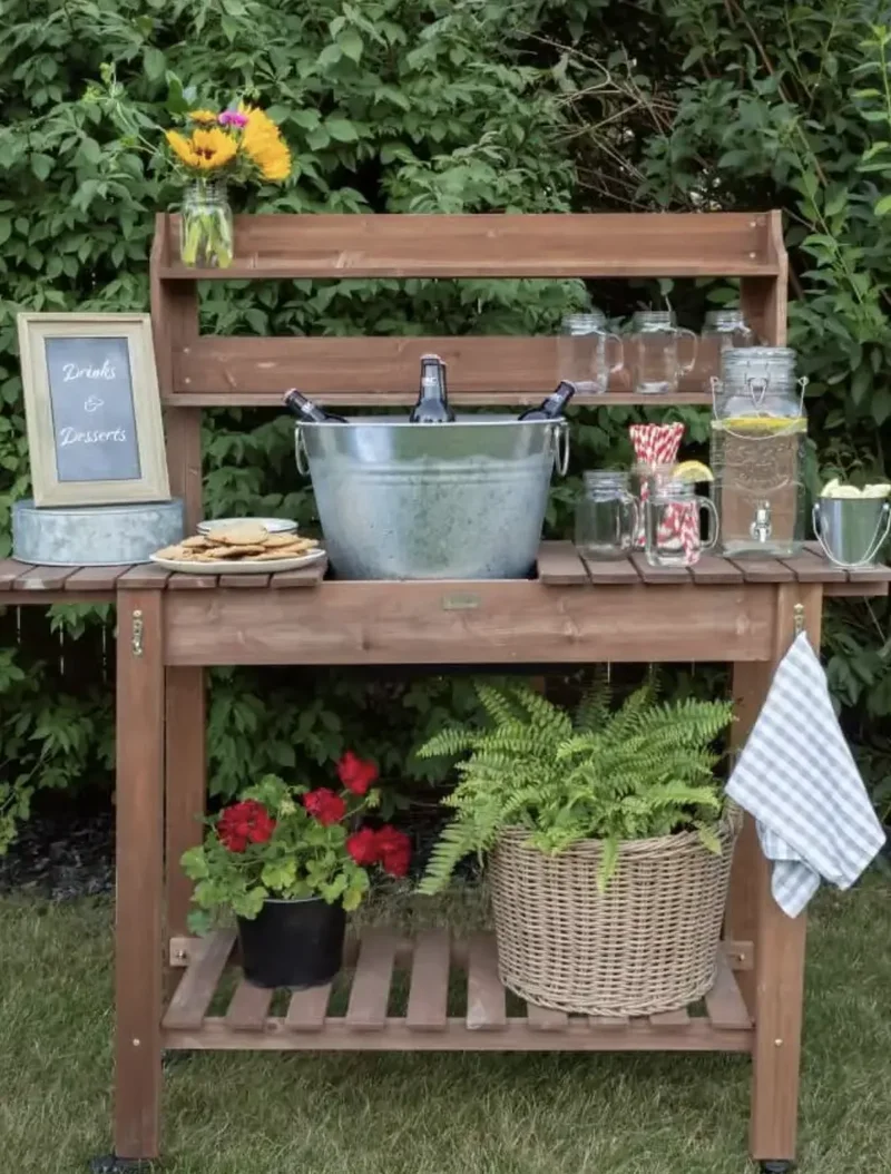 40 Budget-Friendly DIY Backyard Projects for Your Dream Oasis 31 Entertain Using Your Planting Station as a Bar
