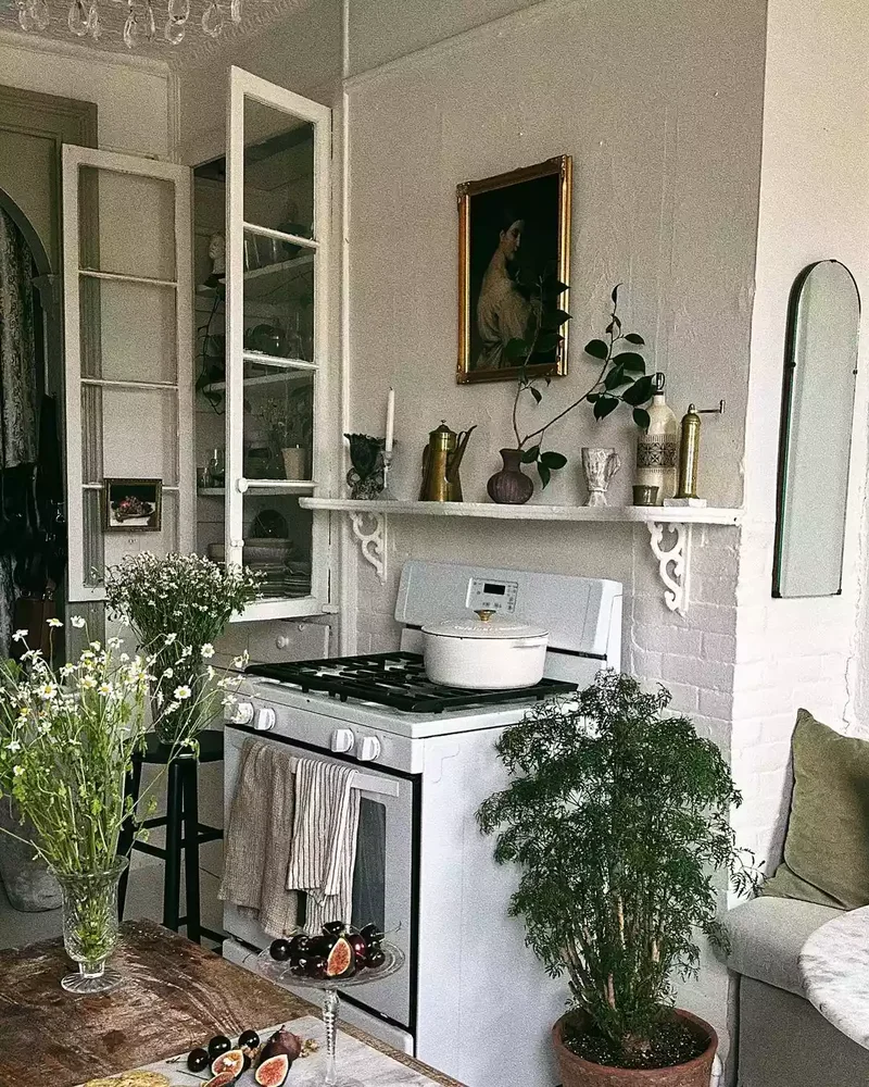 Farmhouse Kitchen With Greenery