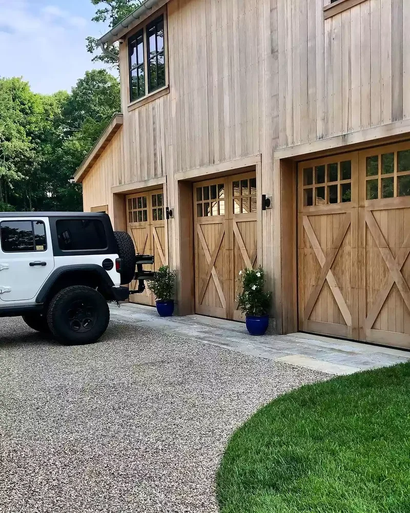 52 Stunning Garage Door Ideas to Boost Your Curb Appeal 17 Farmhouse-Style Red Cedar Doors