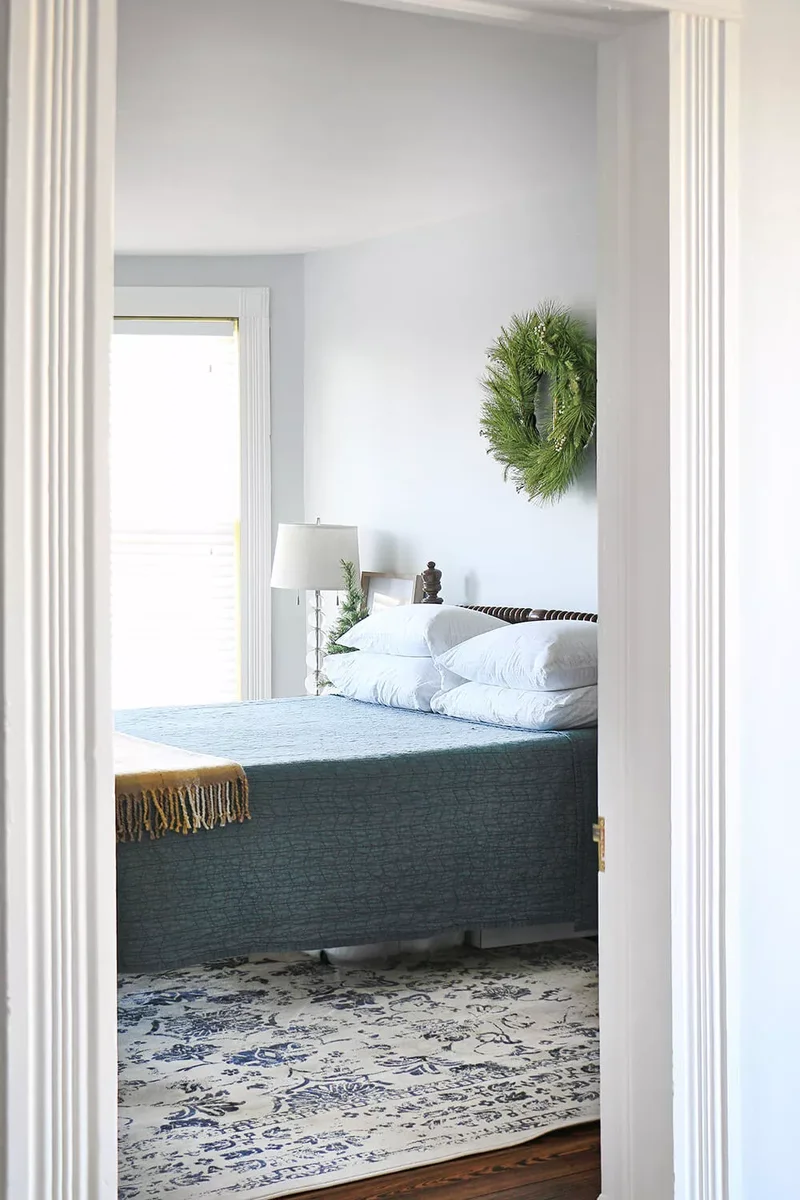 Festive Wreath Above the Bed