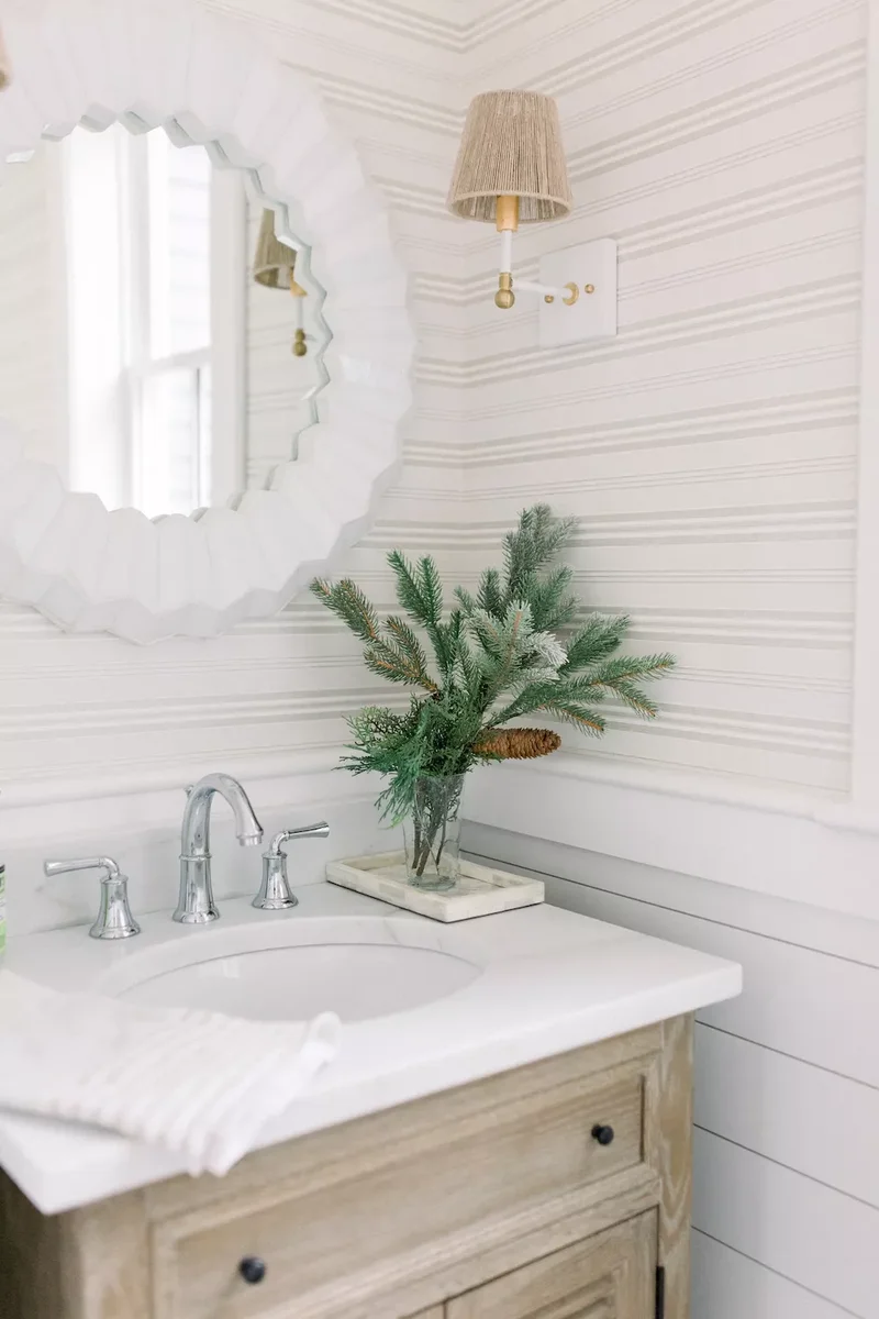 Decorating Your Bathroom for Christmas: 32 Festive Ideas 32 Fill a Vase With Faux Greens
