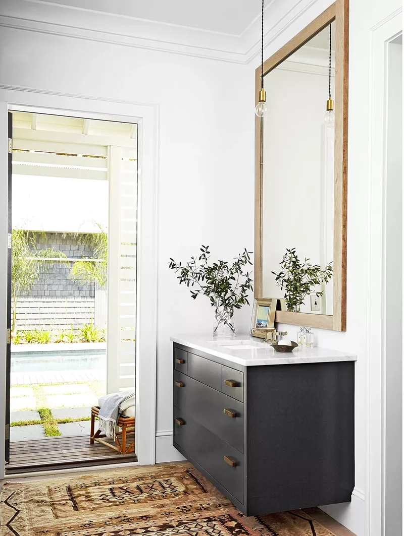 31 Stunning Black and White Bathroom Design Ideas 30 Floating Black Vanity