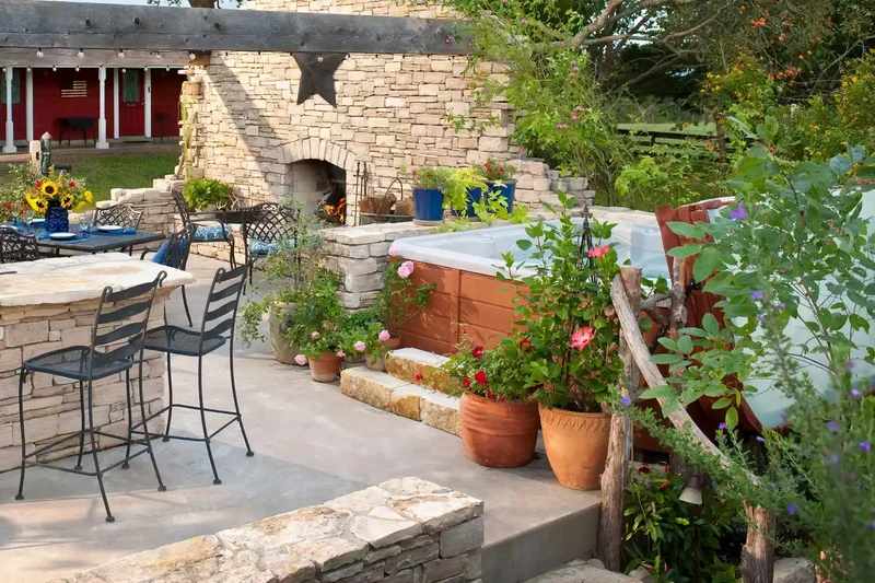 French Countryside Hot Tub Deck